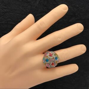 Multicolor Unique Rhinestone Statement Cocktail Stretch Ring